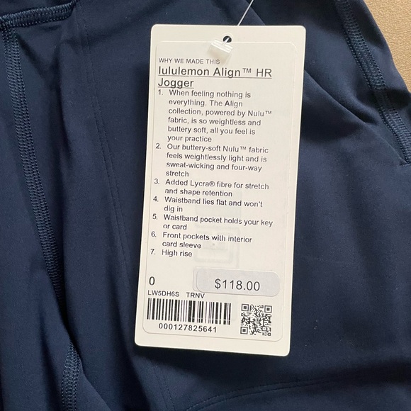 NWT Lululemon Align High Rise Joggers With Pockets True Navy Size 0 - Picture 6 of 9